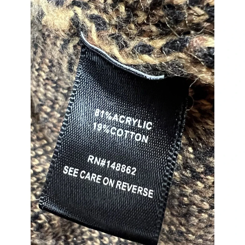 torrid Tan and Black Leopard Print Knit Open Front Long Sleeve Cardigan Size 1
